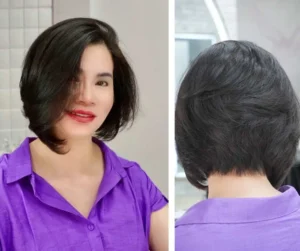 Kiểu tóc ngắn uốn phồng ôm mặt cho phụ nữ tuổi 50